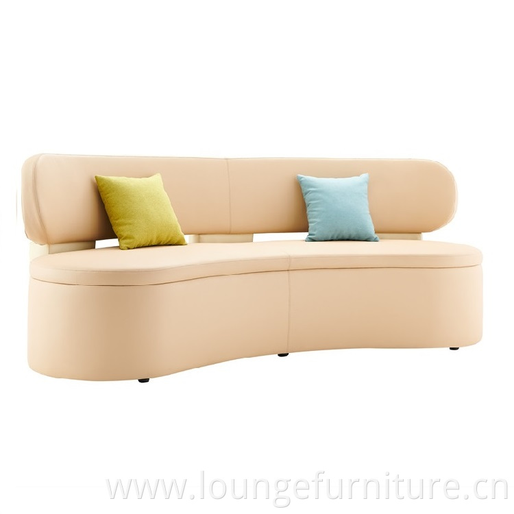 Modern Design Living Lounge Sofa Multiple People Leather Fabric Splicing Arc Lounge Sofa